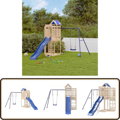 Spielturm Massivholz Kiefer - Holzspielplatz - Kindermöbel - Spielturm - Klettermöglichkeiten - Freiluftsspiel