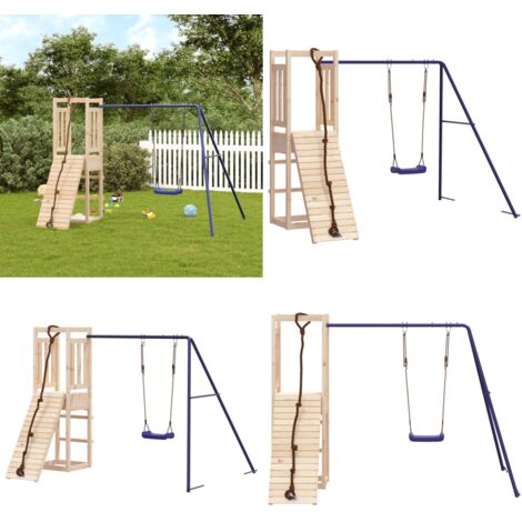 Spielturm Massivholz Kiefer - Holzspielplatz - Spielturm - Kiefernholz - Kletterturm - Kletterwand - Home & Living