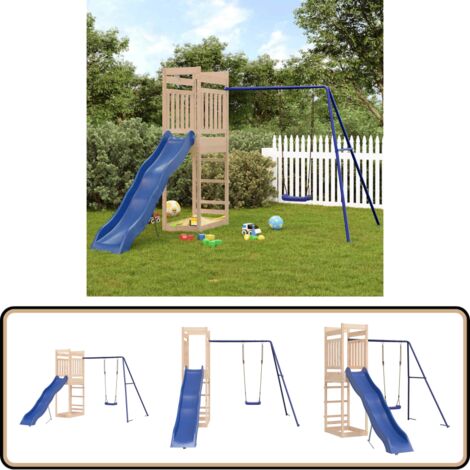 Spielturm Massivholz Kiefer - Holzspielplatz - Spielturm - Kiefernholzspeilplatz - Kinderschwingset - Freispielgerät