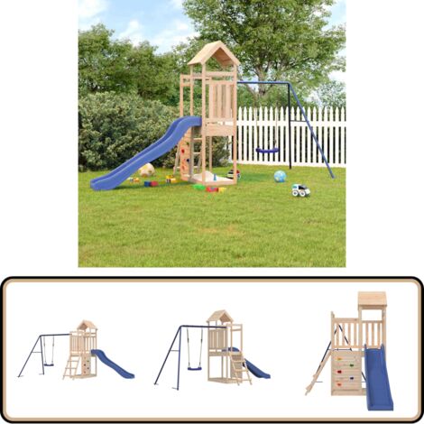 Spielturm Massivholz Kiefer - Holzspielplatz - Spielturm - Kiefernholzspeilplatz - Kindgerechtes Spielgerät - Gartenmöbel Für Kinder