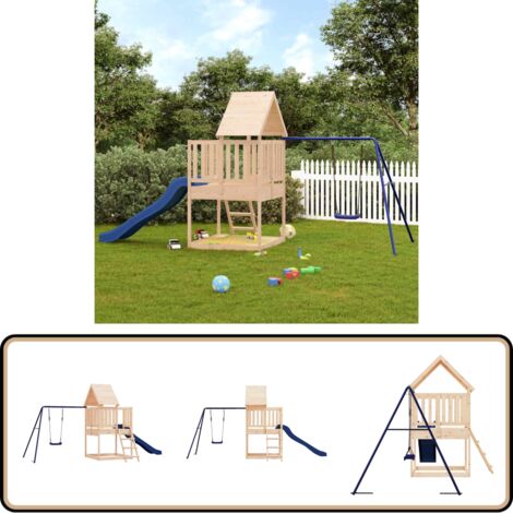 Spielturm Massivholz Kiefer - Holzspielplatz - Spielturm - Kiefernholzturm - Kinderschwingset - Freiluftsspielgerät