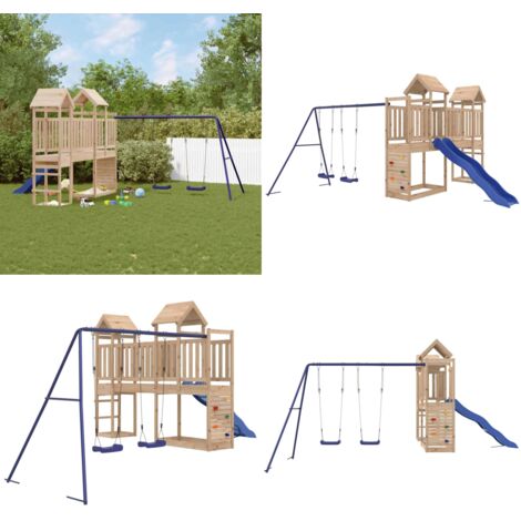 Spielturm Massivholz Kiefer - Holzspielplatz - Spielturm - Kiefernholzturm - Kinderschwingset - Freiluftsspielgerät - Home & Living