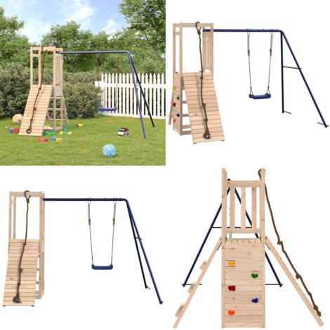 Spielturm Massivholz Kiefer - Holzspielplatz - Spielturm - Klettermöglichkeiten - Kiefernholzturm - Freiluftsspielgerät - Home & Living
