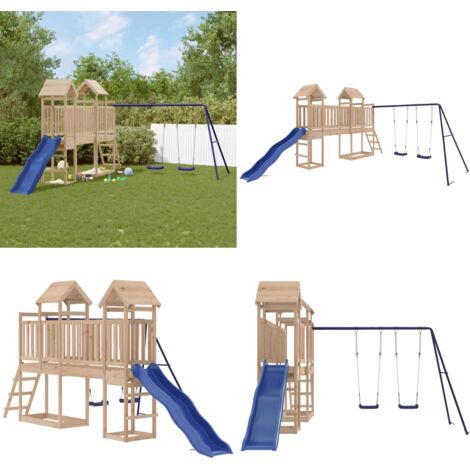Spielturm Massivholz Kiefer - Holzspielplatz - Spielturm - Klettermöglichkeiten - Kinderspielgeräte - Rutschen - Home & Living