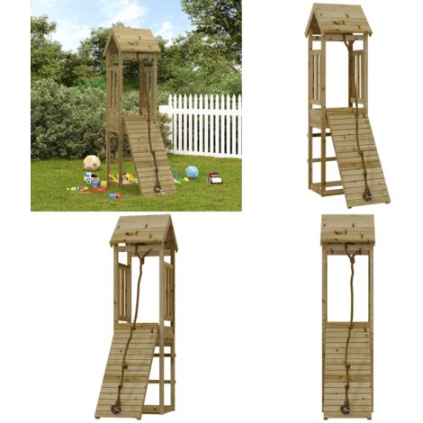 Spielturm mit Kletterwand Imprägniertes Kiefernholz - Holzspielplatz - Spielturm - Kletterwand - Kinderspielgerät - Gartenmöbel - Home & Living