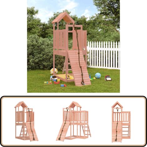 Spielturm mit Kletterwand Massivholz Douglasie - Holzspielplatz - Outdoor Spielgeräte - Kinderspielhaus - Spielturm - Kletterwand