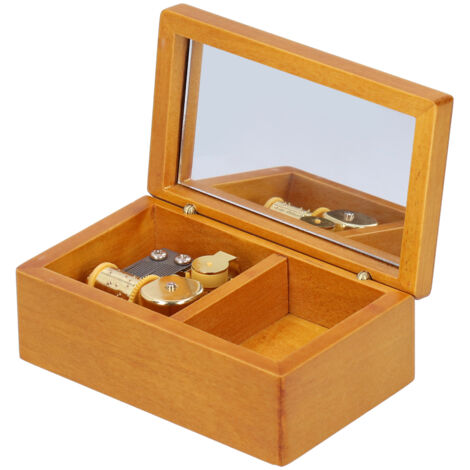 Spieluhr aus Holz mit Spiegel, dekorative Schmuckschatulle und Geschenkbox fürs Büro