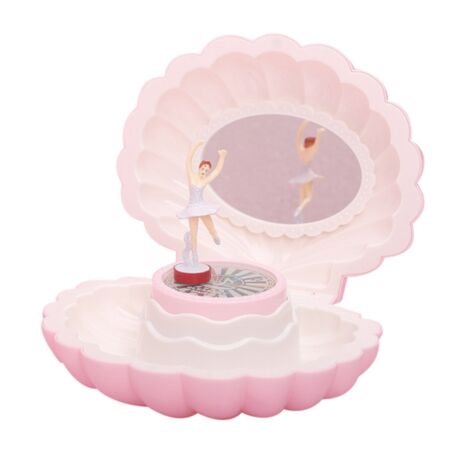 Spieluhr in Form einer Ballerina-Muschel mit Spiegel, Vintage-Schmuckkästchen mit Retro-Melodie – Geschenkidee für Geburtstage, Hochzeiten und Partys