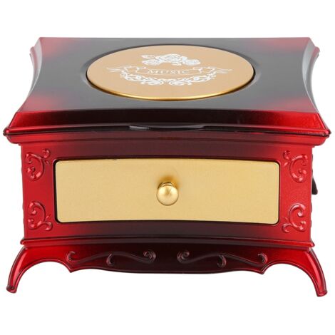 Spieluhr mit Tänzermotiv und Schmuckkästchen, Geschenkidee und Dekoration für Zuhause (Rot)