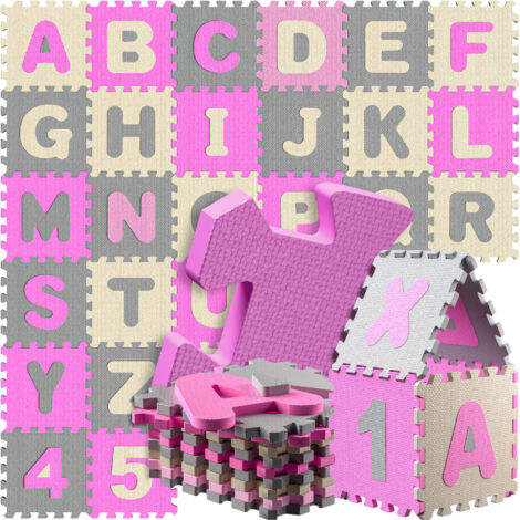 Spielwerk® 86 Pcs Childrens Puzzle Play Floor Mat EVA Foam 3.24 m² 29.5x29.5cm   Pink (de)