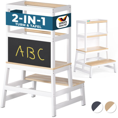 Tour D'observation Montessori En Bois – Hauteur Réglable, Tableau Noir, Sécurité Renforcée, 60kg Max