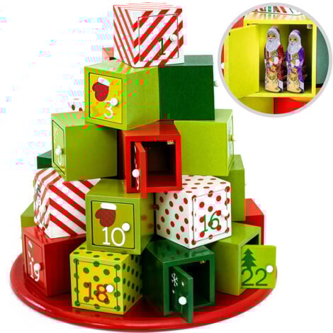 Spielwerk Traditional Wooden Christmas Advent Calendar Reusable Xmas Countdown  Advent Calendar Round