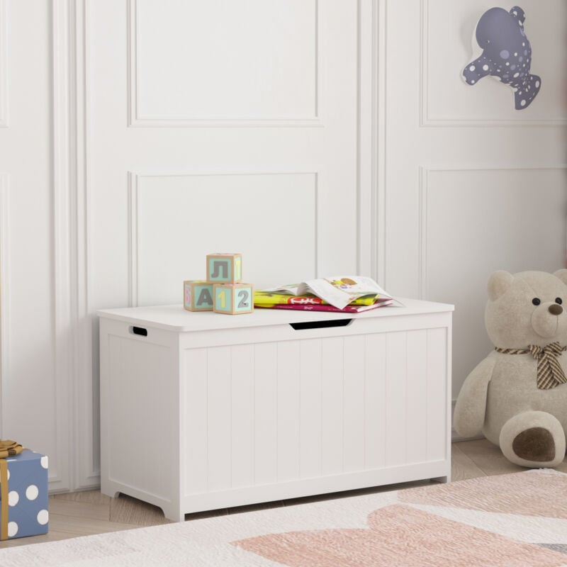 Coffre à jouets Podek 80 x 40 x 45 cm blanc [en.casa]