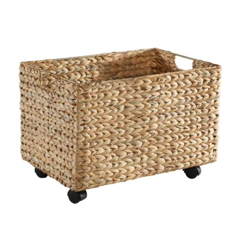 CALICOSY Spielzeugtruhe mit Rollen aus Wasserhyazinthe - L50 cm