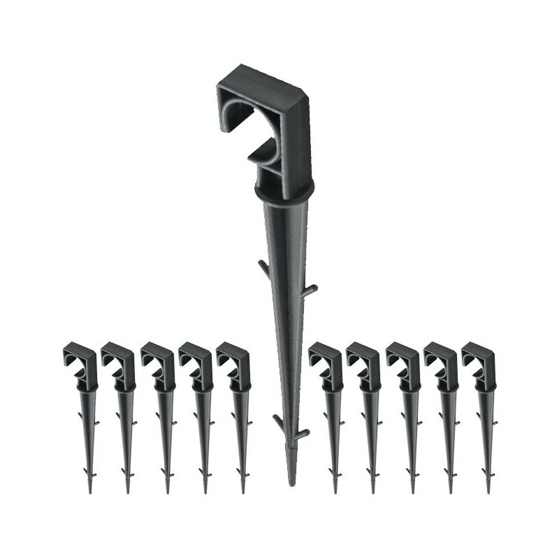 Suinga - Piquets de Fixation 16mm pour Ligne d'égouttement, tuyaux d'arrosage et tuyaux gouteurs, noir (Pack 10)