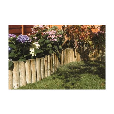 Rowlinson Easy Fix Border Roll 6" x 1.8mtr (12" inc spikes) Natural Timber (2 Pack)