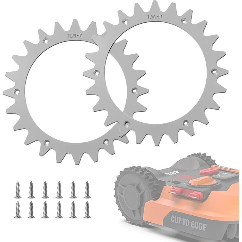 Spikes de Remplacement en Acier Inoxydable pour les modèles Worx Lan-droid S/M, Amélioration de la Traction pour Tondeuse à Gazon Robot avec 12 Vis,