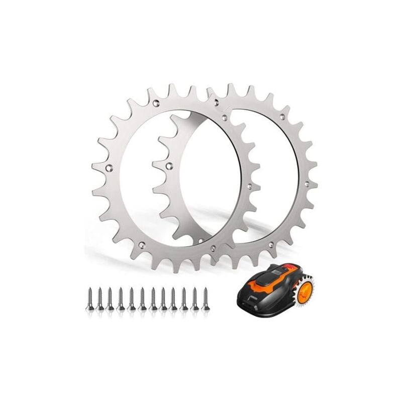 Spikes en Acier Inoxydable pour Worx Modèle L,Crampons en Acier Inoxydable pour Worx Landroid L-Taille de la Roue 225mm-12x vis en Acier