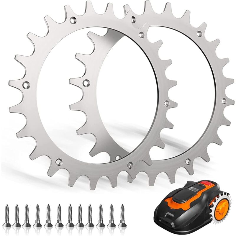 Spikes en Acier Inoxydable pour Worx Modèle L,Crampons en Acier Inoxydable pour Worx Landroid L-Taille de la Roue 225mm-12x vis en Acier