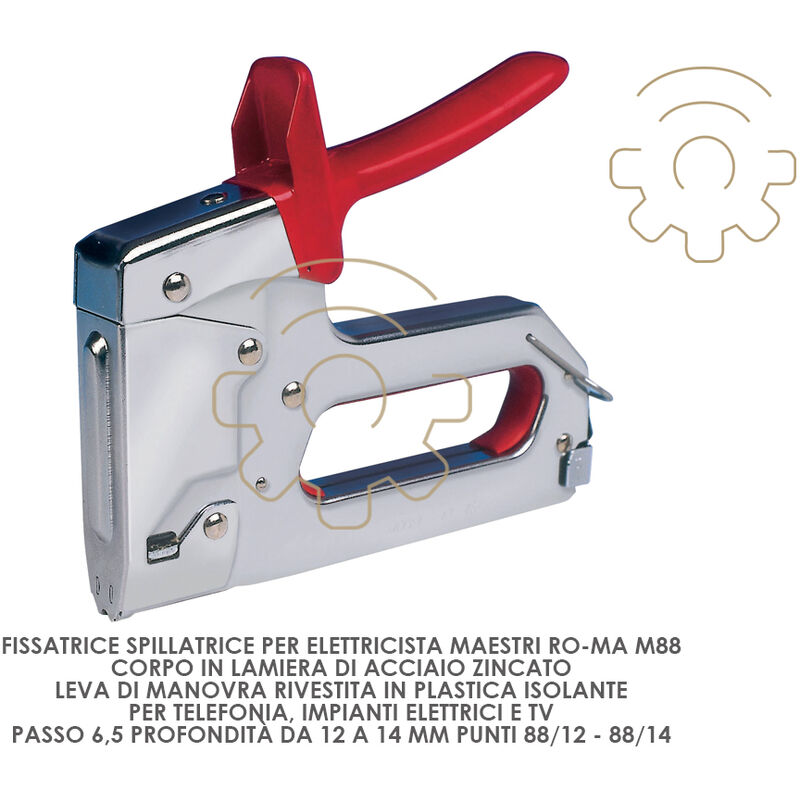Image of Spillatrice fissatrice Maestri Ro-Ma m 88 passo 6,5 mm prof 12 14 punti 88/12 88/14 per elettricista