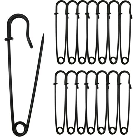Spille di sicurezza KZQ, confezione da 30, 7,5 cm - per abbigliamento, pelle, tela, coperte, artigianato, gonne, kilt - Spille di sicurezza extra large e resistenti - Nero