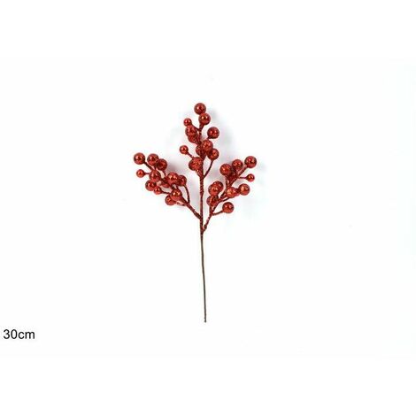SPILLONE BACCHE GLITTERATE ROSSO 30 CM