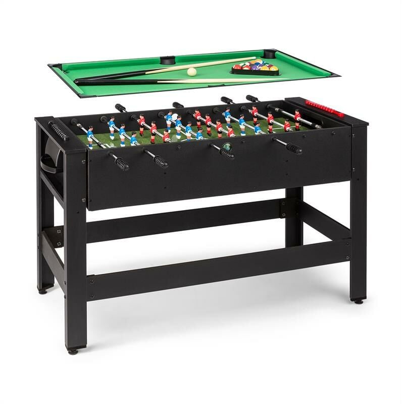 

Spin 2-en-1 Mesa de juego billar futbolín intercambiables 180º accesorios de juego negro
