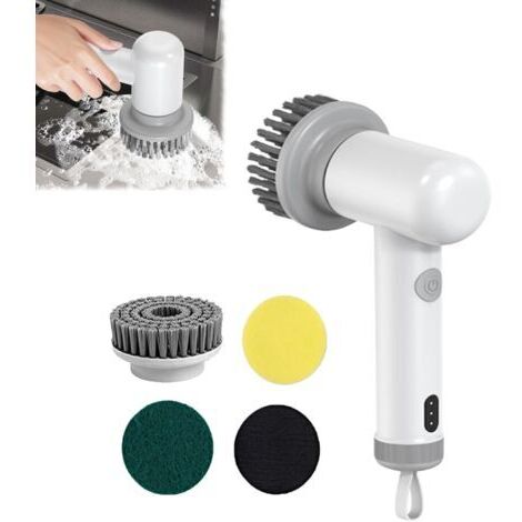 Spin Power Scrubber,  Power Spin Scrubber Multifonction, Spin Power Scrubber, Spin Power Scrubber électrique portatif, Convient pour la Cuisine, l'évier (Blanc)