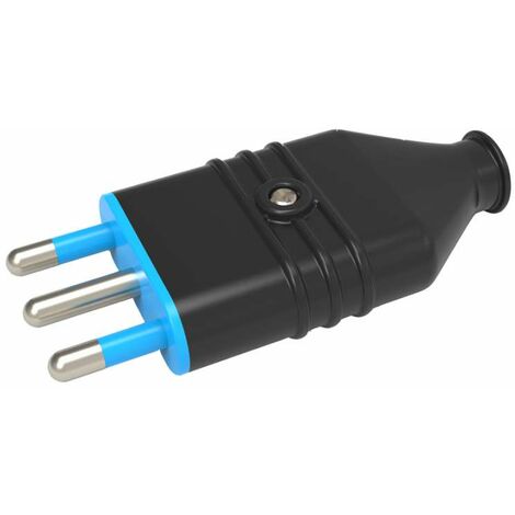 Spina 16A 2P+T con cavo assiale nero