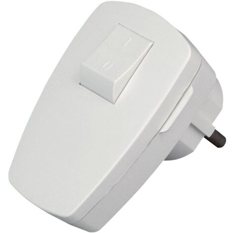 Spina (2P+T) angolare con presa e contatto di terra (E+F) realizzata in plastica di colore bianco per cavi fino a 3x1,5mm
