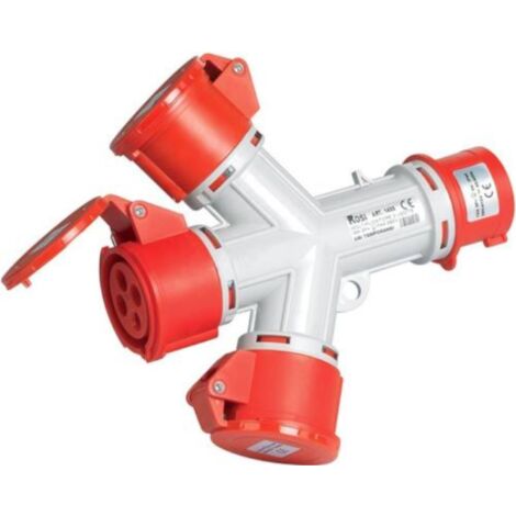 Spina adattatore triplo cee rosso 1405 rosi ip44 4poli 3p+e 380v 16a trifase
