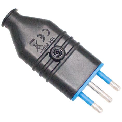Spina Antischiacciamento 2P+T In PVC 10A 250V Nero