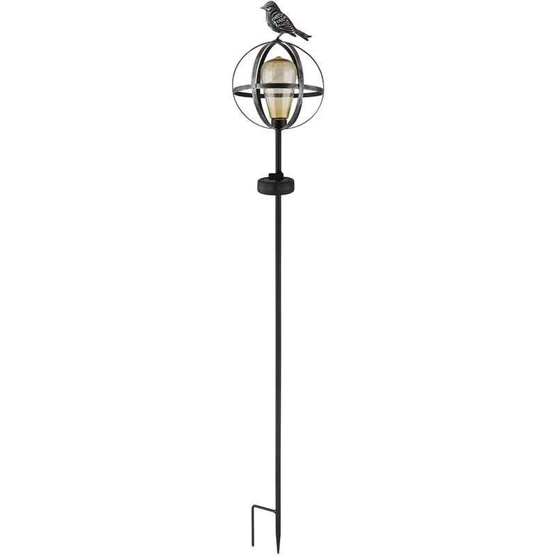 Image of Spina da giardino a led solare per uccelli lampade solari per animali da esterno decorazione da giardino in metallo solare, lampadina Edison ambra,