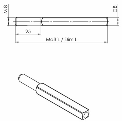 Spina di collegamento OGRO 115 4-KT.8x90mm STA M8