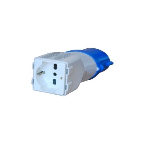 Spina elettrica adattatore industriale CEE 2P+T / Presa bipasso/schuko 10/16A 220V blu - 16125