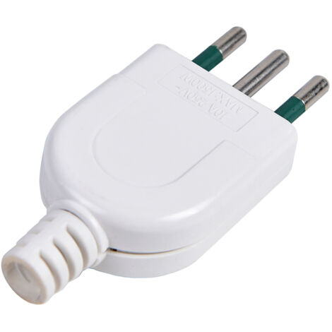 SPINA ELETTRICA BIANCA S11 10A 2 POLI + TERRA ASSIALE - IDEALE PER IMPIANTI DOMESTICI CIVILI ED ELETTRONICI