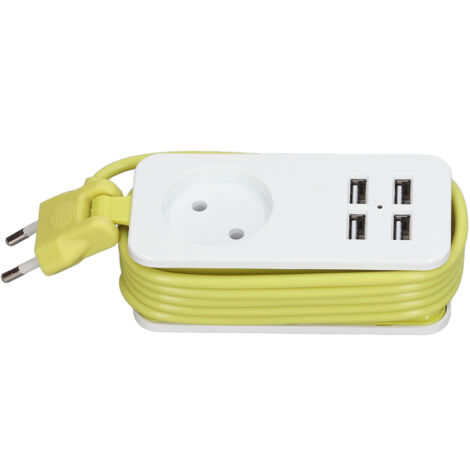 Spina Europäischer Adapter, EU 5V 2,1A Temperaturbeständiger USB-Anschluss 250V für Desktop-Steckdosenleiste (Weiß und Grün).