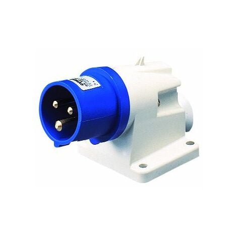 Spina Fissa Parete 90 Gradi IP44 2P+T 16A 200-250V 50/60Hz Blu Cablaggio A Vite