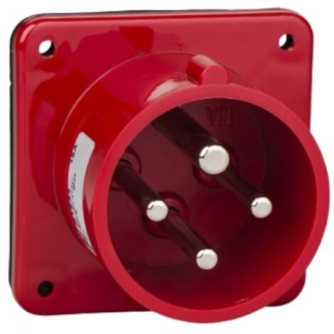 Spina industriale da incasso, 380V, 3P+T, 32A, IP54, 75x75mm - Rosi 1001118