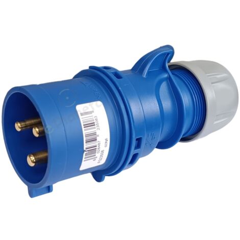 Spina industriale volante 230V CEE 6H 2P + T 32A IP44 per esterno impermeabile blu