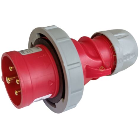 Spina industriale volante 400V CEE 6H 3P + T 16A IP67 per esterno impermeabile rosso