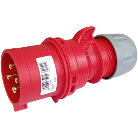 Spina industriale volante 400V CEE 6H 3P + T 32A IP44 per esterno impermeabile rosso