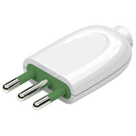 Spina Italiana 2P+T 10A S11 Bianca Uscita Cavo Dritto