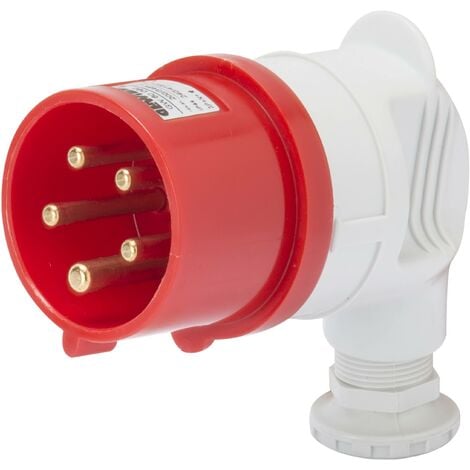 Spina Mobile 90 Gradi IP44 3P+T 16A 380-415V 50/60Hz Rosso Cablaggio A Vite