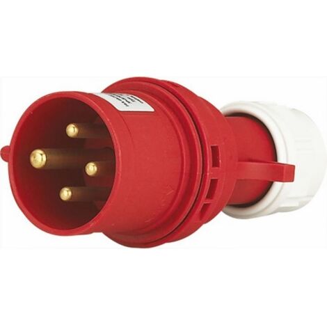 Spina Mobile Diritta Industriale 380V 16A 3P+T  IP44 Rossa Maurer