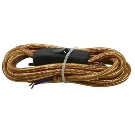 Spina per cavo tessile 1,5 M (2x0,75 mm) + interruttore dorato GSC 001102959