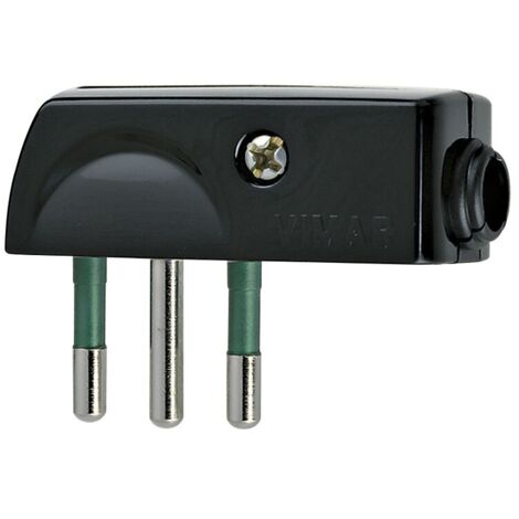 Spina Piatta A Squadra 2P+T 10A Spa11 90° Nero ( VIMAR cod. 00206 )