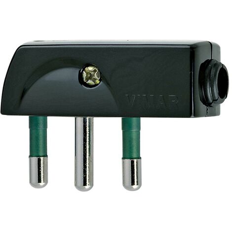 Spina Piatta A Squadra 2P+T 16A Spa17 90° Nero ( Vimar Cod. 00207 )