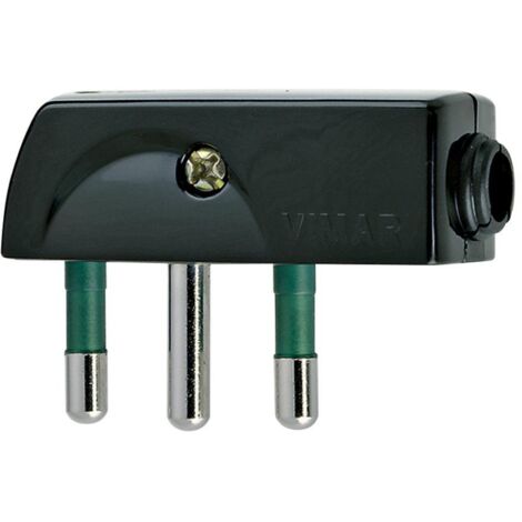 Spina Piatta A Squadra 2P+T 16A Spa17 90° Nero ( Vimar Cod. 00207 )