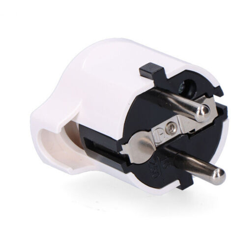Spina Schuko EDM T/TL 16A Uscita laterale 4.8mm Bianca (retrattile)